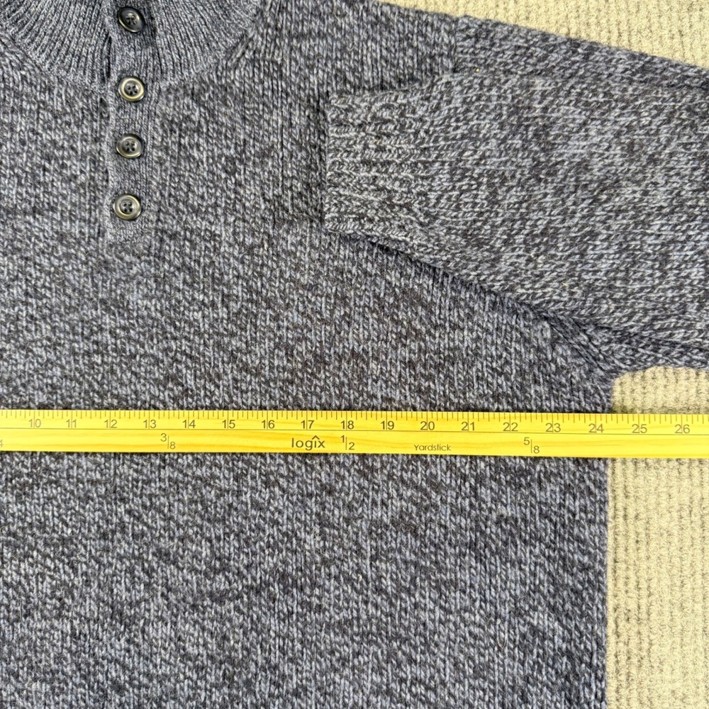 LL Bean Mens XL Tall Lambswool Mock Neck Button Sweater Blue Marl 251615 - Picture 5 of 8
